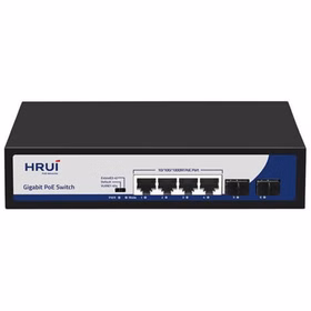 سوئیچ PoE دارای 4 پورت PoE گیگ و 2 پورت Uplink SFP گیگ اچ ار یو ای HRUI HR900-AFG-42NS-120