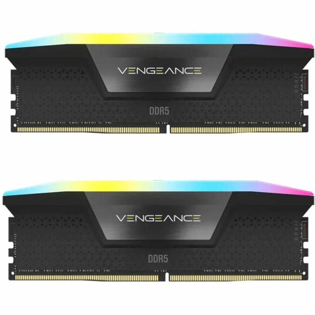 رم کامپیوتر کورسیر دو کاناله مدل Vengeance RGB فرکانس 6000 مگاهرتز DDR5 تایمینگ CL36 حافظه 32 گیگابایت