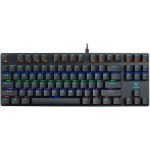 کیبورد سیم دار گیمینگ مدل V 500 PRO 87 برند RAPOO رپو سفید و خاکستری - مکانیکال ابی - RGB - گارانتی پانا