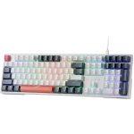 مشخصات کلیدی نوع اتصال با سیم مشخصات کلی فرم صفحه کلید کامل تعداد کلیدها 108 نوع سوئیچ مکانیکال سازنده سوئیچ‌ها ذکر نشده رنگ سوئیچ‌ها قرمز عمر مفید سوئیچ‌ها ذکر نشده نورپردازی دارد نوع نورپردازی RGB قابلیت برنامه ریزی دارد نرم افزار شخصی سازی دارد حافظه داخلی ندارد کلید‌های میانبر/مالتی مدیا Functional قابلیت Anti Ghosting دارد پشتیبانی از کنسول ندارد تکیه گاه مچ دست ندارد قابلیت ضد آب ندارد ورودی/خروجی USB USB Type-C برای اتصال ورودی/خروجی جک صوتی ندارد نوع‌اتصال با سیم طول کابل ذکر نشده جنس بدنه پلاستیک ابعاد صفحه کلید ذکر نشده وزن صفحه کلید ذکر نشده اقلام همراه محصول دارای کابل جداشونده USB-C - ابزار تعویض کلیدها و سوئیچ‌ها - 4 عدد سوئیچ یدک - دفترچه راهنما سایر قابلیت‌های کیبورد دارای قابلیت تعویض سوییچ‌