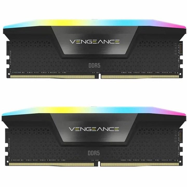 رم کامپیوتر کورسیر دو کاناله Vengeance RGB فرکانس 7200 مگاهرتز DDR5 تایمینگ CL40 حافظه 96 گیگابایت