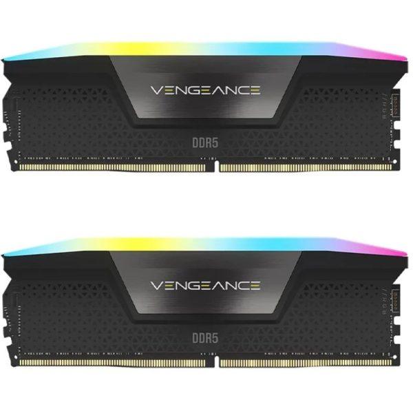 رم کامپیوتر کورسیر دو کاناله مدل Vengeance RGB فرکانس 6600 مگاهرتز DDR5 تایمینگ CL38 حافظه 32 گیگابایت