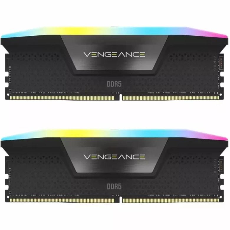 1 رم کامپیوتر کورسیر دو کاناله مدل Vengeance RGB فرکانس 5600 مگاهرتز DDR5 تایمینگ CL36 حافظه 32 گیگابایت