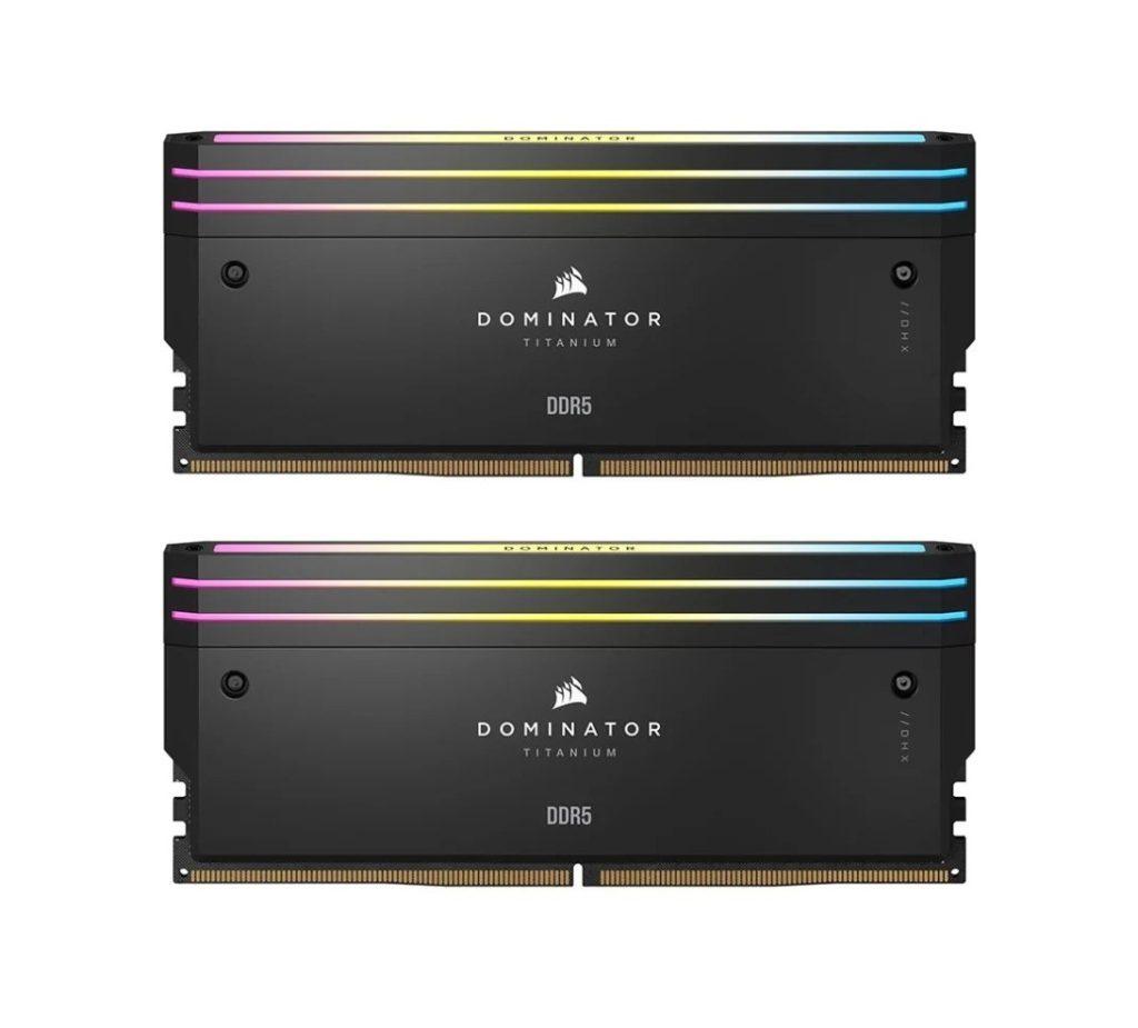 رم کامپیوتر کورسیر دو کاناله مدل Dominator Titanium RGB فرکانس 7200 مگاهرتز DDR5 تایمینگ CL34 حافظه 32 گیگابایت