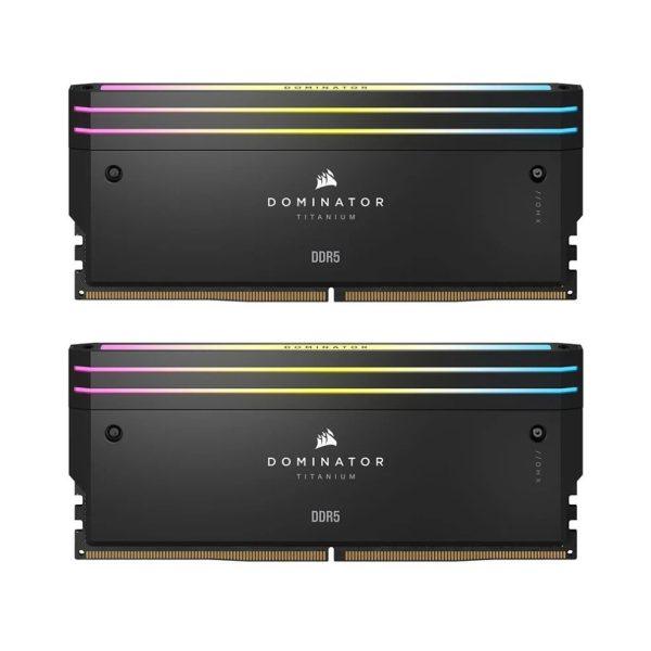 رم کامپیوتر کورسیر دو کاناله مدل Dominator Titanium RGB فرکانس 7200 مگاهرتز DDR5 تایمینگ CL34 حافظه 32 گیگابایت