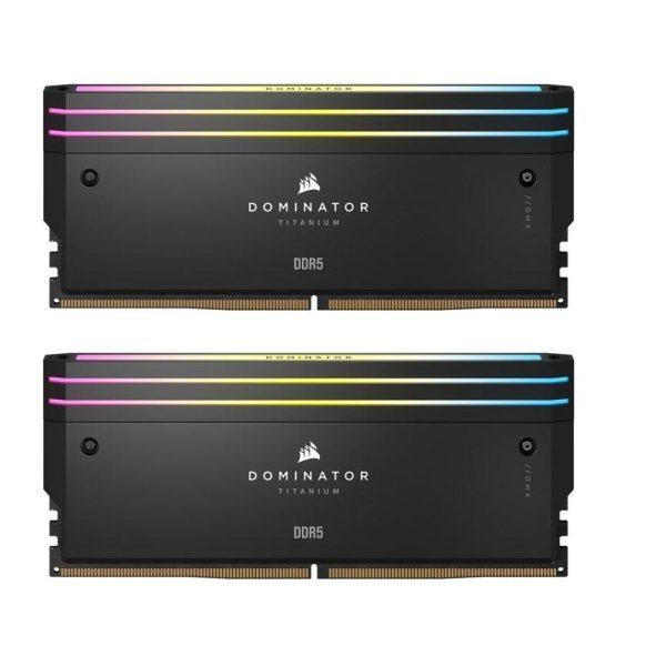 رم کامپیوتر کورسیر دو کاناله Dominator Titanium RGB فرکانس 6600 مگاهرتز DDR5 تایمینگ CL32 حافظه 32 گیگابایت