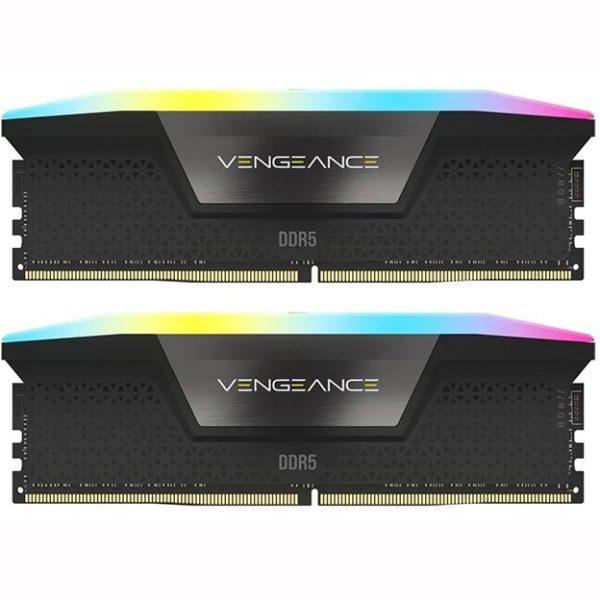 رم کامپیوتر کورسیر دو کاناله Vengeance RGB فرکانس 6400 مگاهرتز DDR5 تایمینگ CL32 حافظه 32 گیگابایت