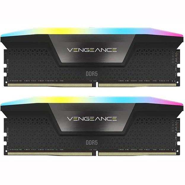 رم کامپیوتر کورسیر دو کاناله Vengeance RGB فرکانس 6400 مگاهرتز DDR5 تایمینگ CL32 حافظه 32 گیگابایت