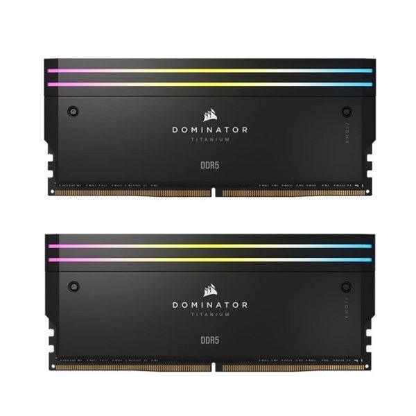رم کامپیوتر کورسیر دو کاناله Dominator Titanium RGB فرکانس 6000 مگاهرتز DDR5 تایمینگ CL30 حافظه 64 گیگابایت