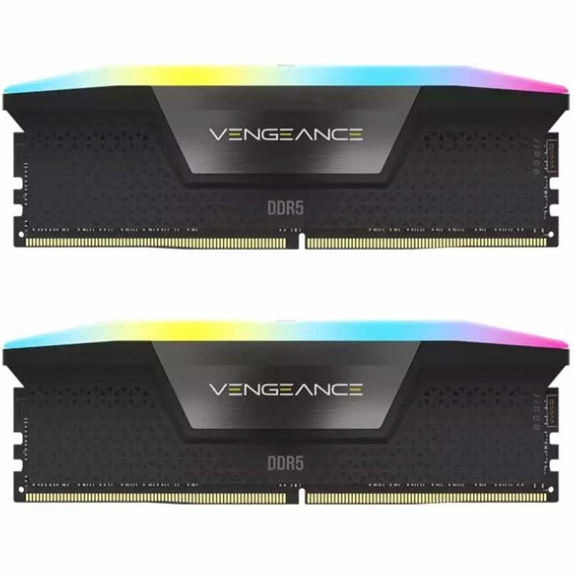 رم کامپیوتر کورسیر دو کاناله Vengeance RGB فرکانس 6000 مگاهرتز DDR5 تایمینگ CL38 حافظه 32 گیگابایت
