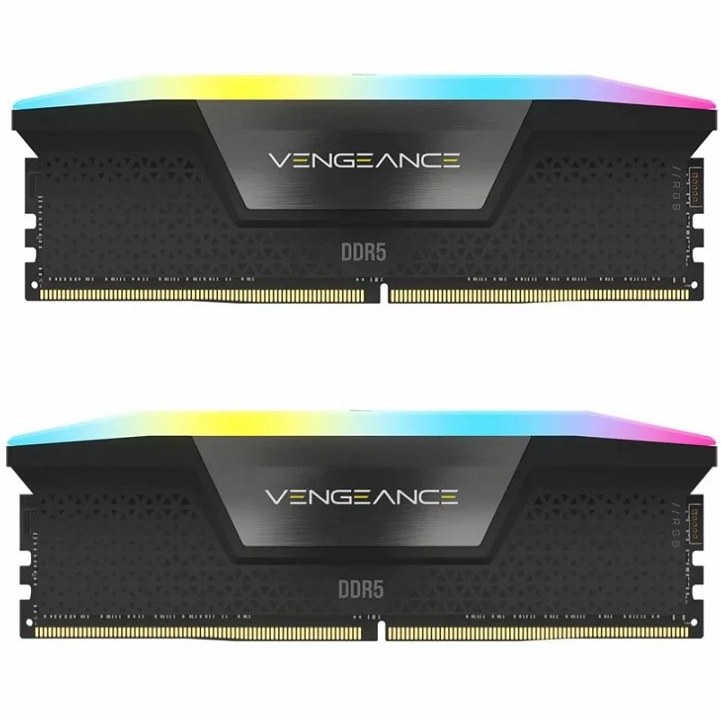 رم کامپیوتر کورسیر دو کاناله مدل Vengeance RGB فرکانس 5200 مگاهرتز DDR5 تایمینگ CL38 حافظه 96 گیگابایت