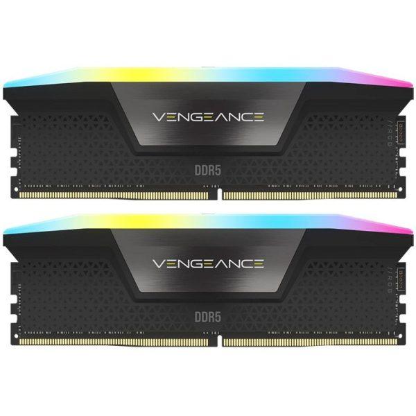 رم کامپیوتر کورسیر دو کاناله Vengeance RGB فرکانس 6200 مگاهرتز DDR5 تایمینگ CL32 حافظه 64 گیگابایت